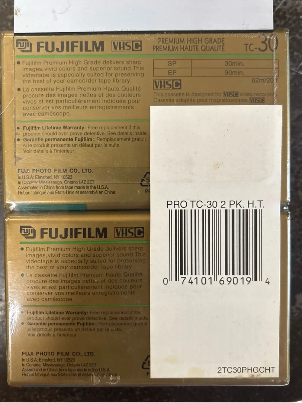 Vintage Fujifilm Pro VHS-C Tapes 30 Min 2 Pack New Sealed
